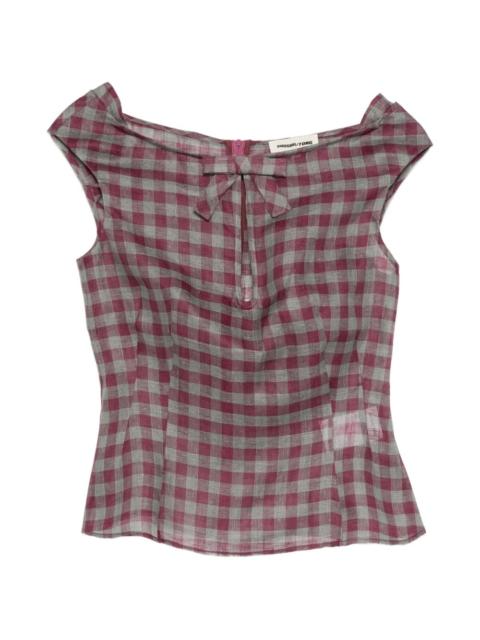 keyhole check blouse