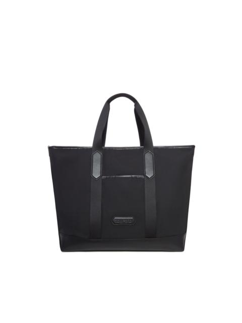 leather-trimmed tote bag