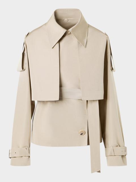 David Duo Ottoman Silk Duo Trench Coat With Bolero
