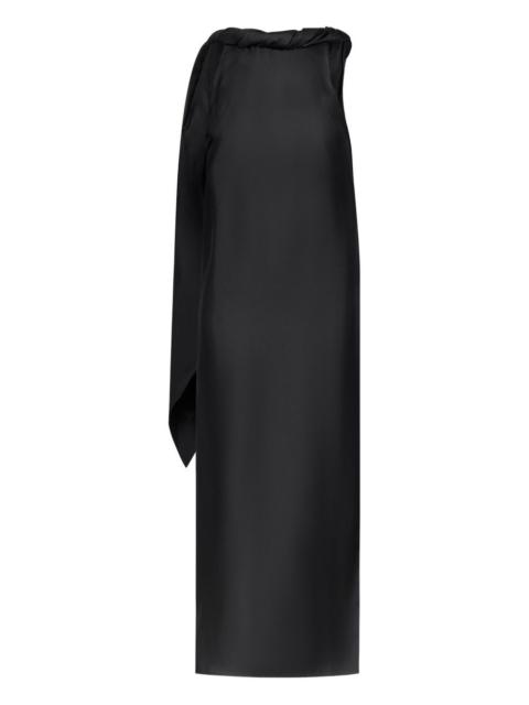 twisted-collar midi dress