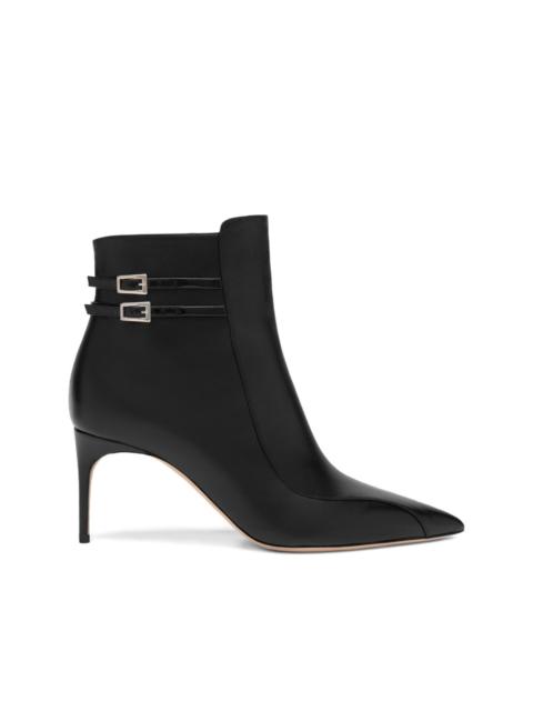 70mm Giordana double-buckle pointed-toe ankle boots