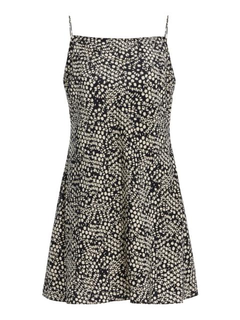 Exclusive Square Silk Mini Slip Dress black/white