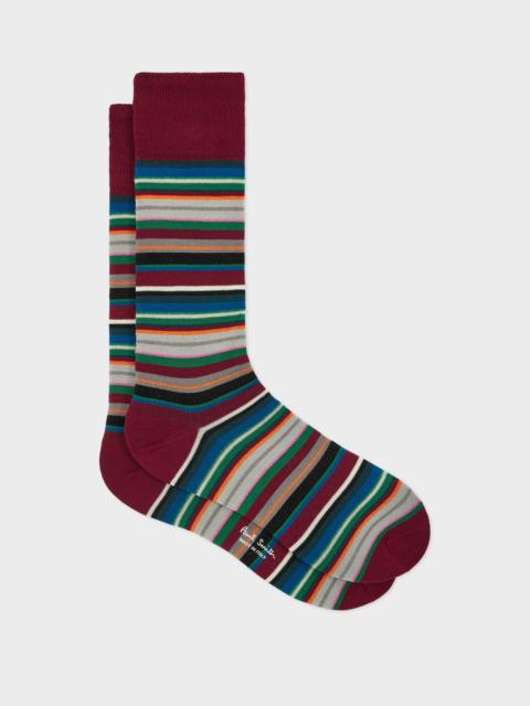 Burgundy Multicolour Stripe Socks