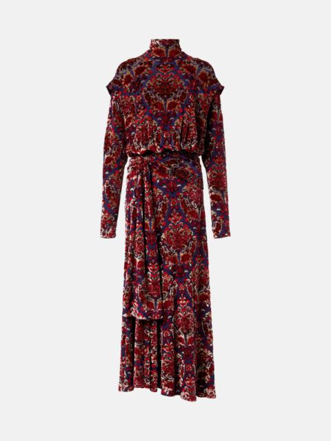 Draped jacquard maxi dress