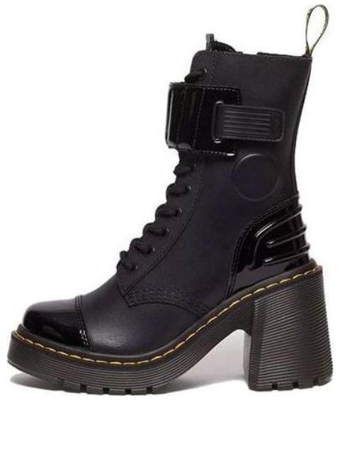 (WMNS) Dr. Martens Gaya 10-Eye Alternative Leather Heeled Boots 'Black' 31006001