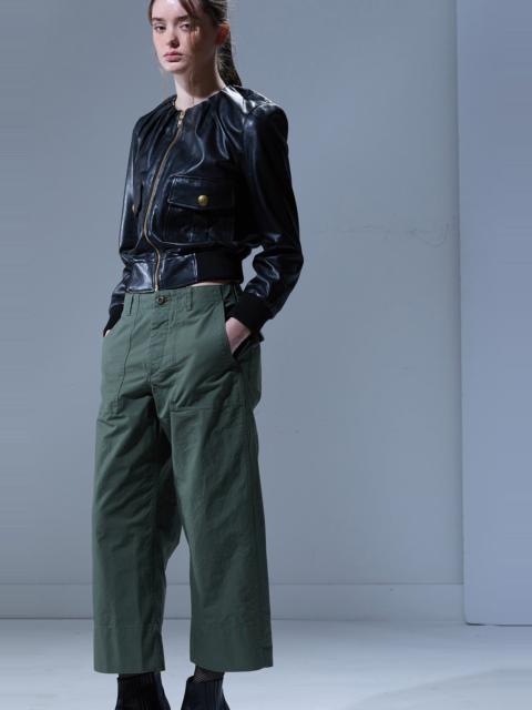 PLEATED NECK LEATHER JACKET