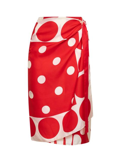 Printed silk wrap scarf-skirt
