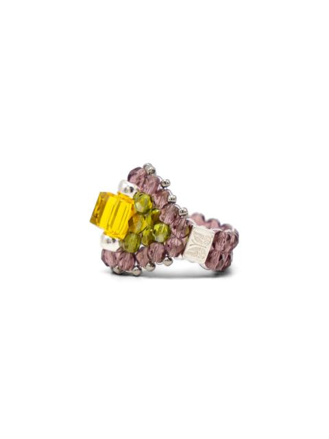NEEDLES x Tie A Knot Square Crystal Beads Ring - Yellow x Purple