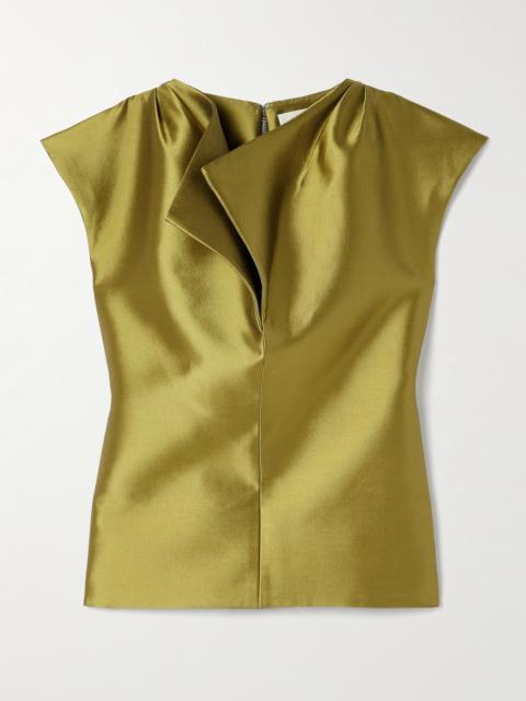 Peel Draped Silk And Wool-blend Satin Top