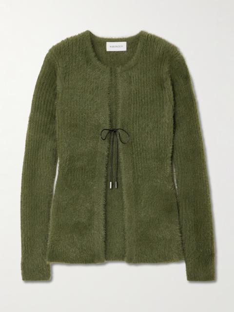 Teria Satin-trimmed Brushed-knit Cardigan