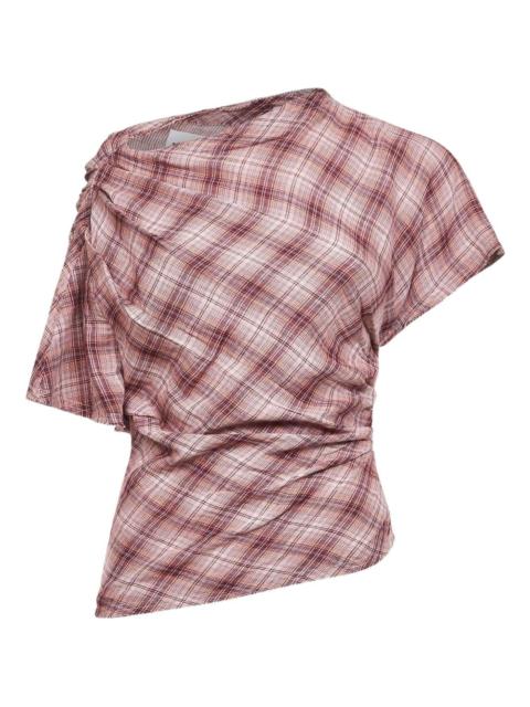 asymmetric-pleated blouse