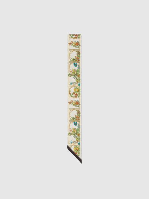 Animal and floral print silk neck bow