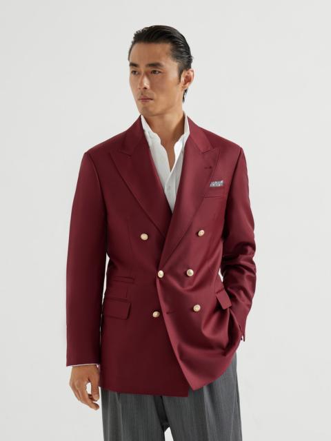 Virgin wool batavia one-and-a-half breasted Tailor blazer with metal buttons