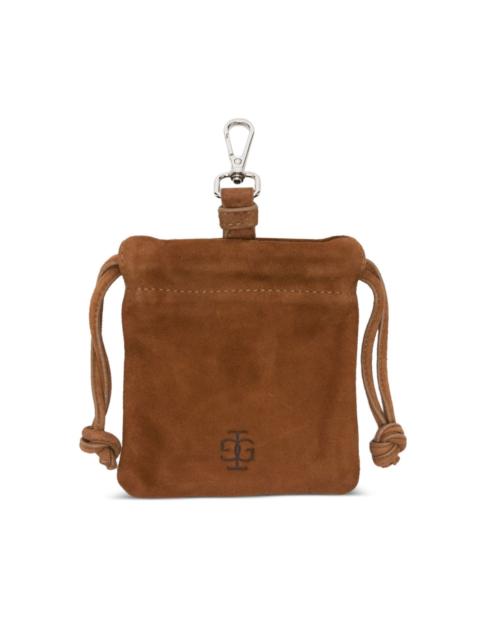 drawstring suede pouch