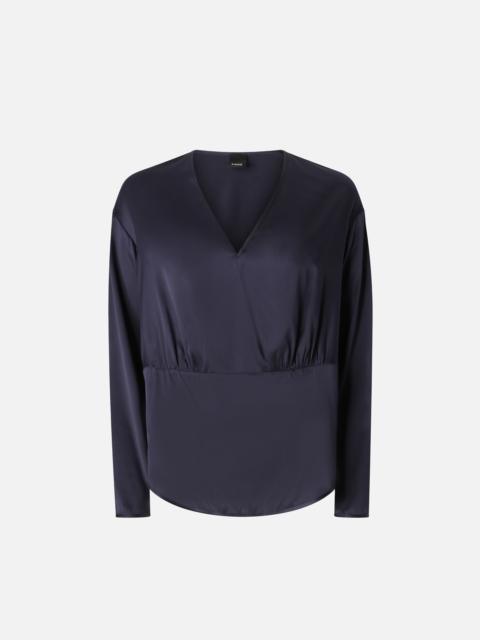 LONG-SLEEVED STRETCH SATIN BLOUSE