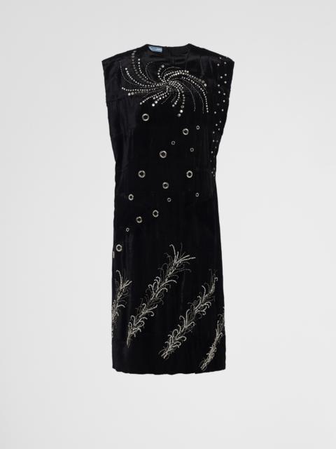 Embroidered velvet dress