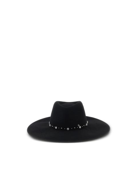 wide-brim crystal-embellished hat