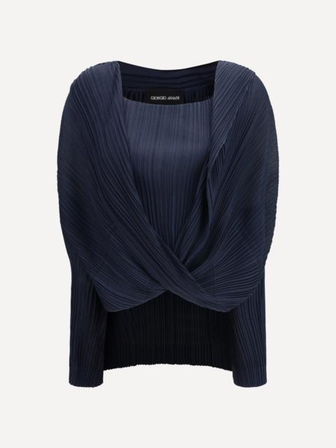 Twin set crafted from semi-sheer pleated fabric