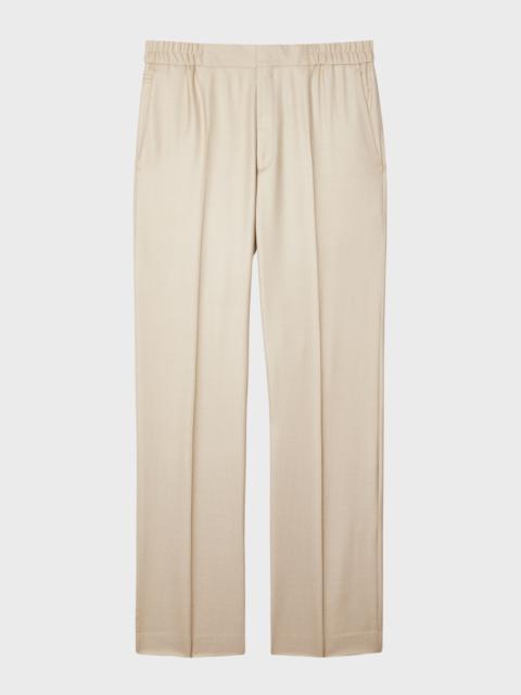 Light Camel Wool-Silk Elasticated-Waist Trousers