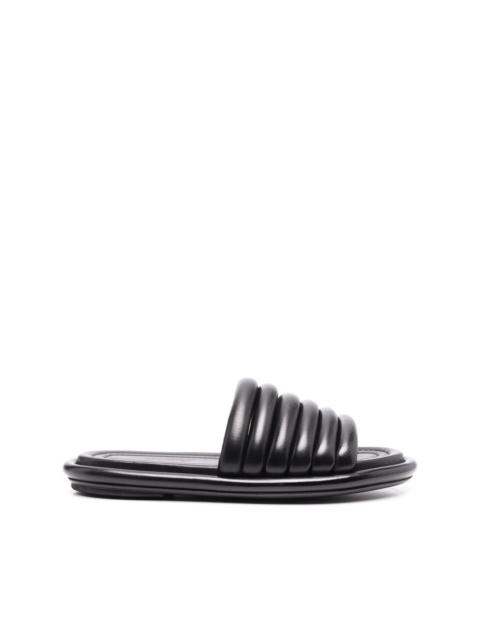ribbed leather slides