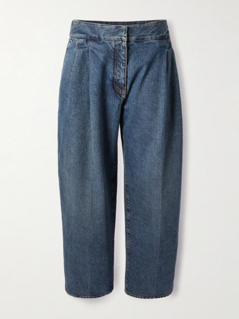 Pleated Straight-leg Jeans
