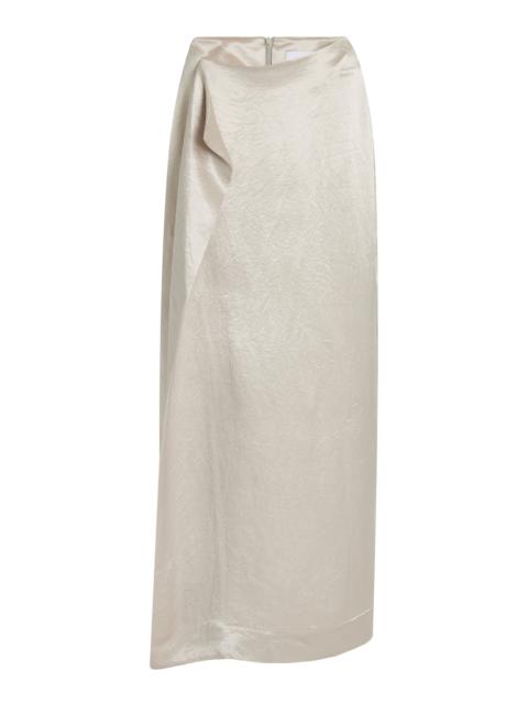 Kobe Wrapped Satin Maxi Skirt silver
