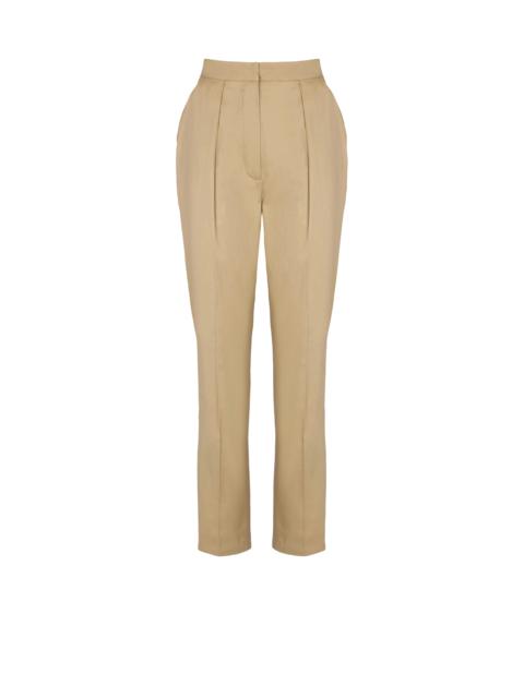 Darted 7/8 trousers in cotton gabardine