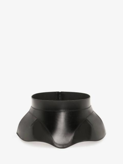 Women's Leather Articulated Corset Belt in Black