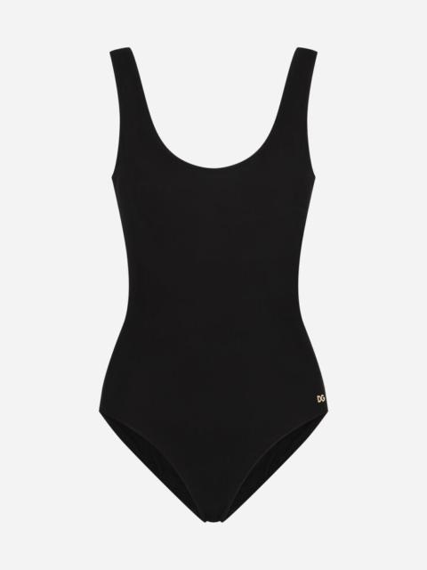 Racer-style one-piece swimsuit