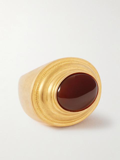 Gold-tone Agate Ring