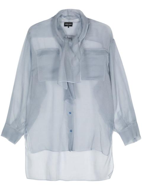 scarf-detail organza shirt
