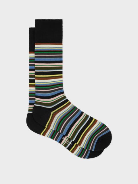 Black Multicolour Stripe Socks