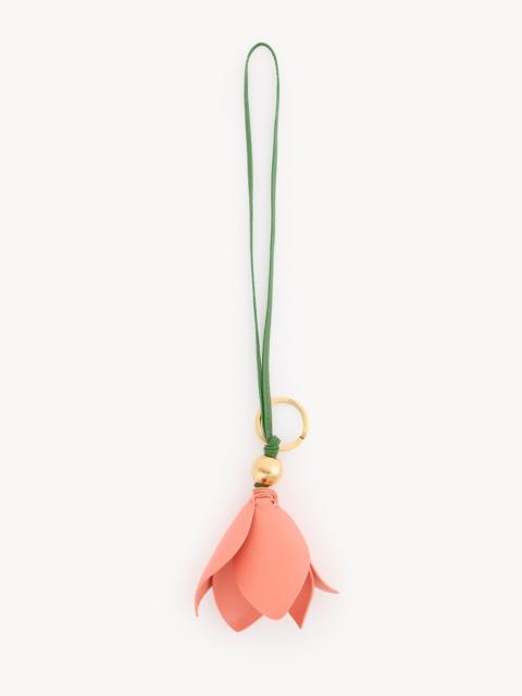 CHLOÉ SYMBOLS TULIP KEY RING BAG CHARM IN GRAINED LEATHER
