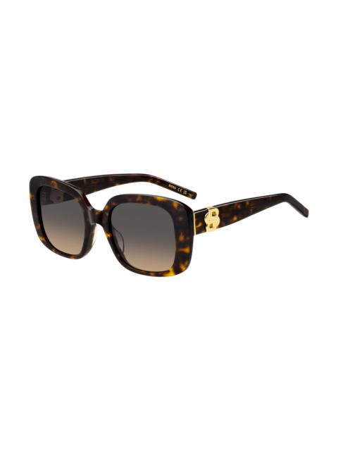 HAVANA-ACETATE SUNGLASSES WITH GOLD-TONE DOUBLE B MONOGRAM