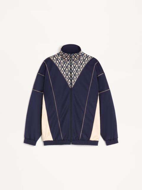 VALENTINO ACETATE SWEATSHIRT WITH ZIPPER AND INLAID TOUTE LA V PRINT