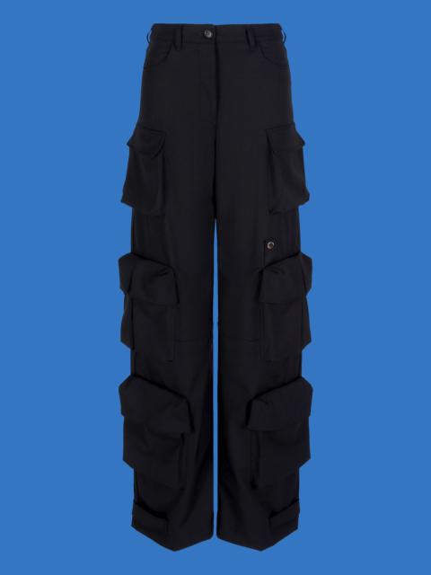 ASV Black Blue capsule collection multipocket wool-blend cargo trousers