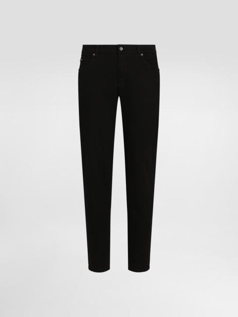 Regular-fit black wash stretch jeans