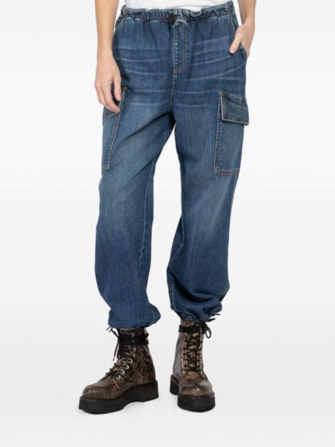 elasticated cargo cropped trousers