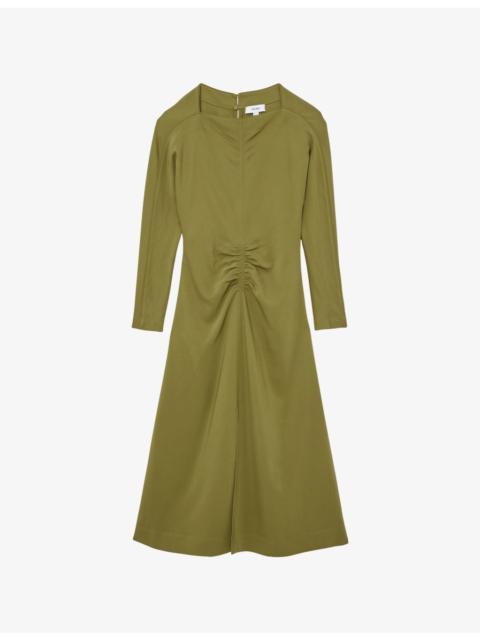 Adriana Ruched Long-Sleeve Jersey Dress