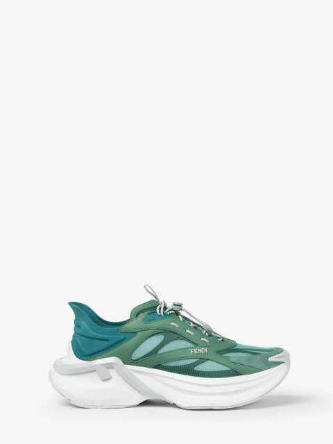 Fendi F-Light Sneakers Green leather and mesh low-tops