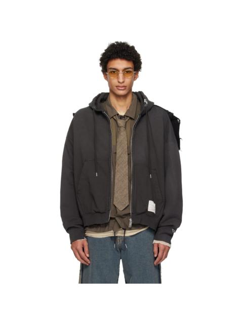 Black Pullover Combined Hoodie