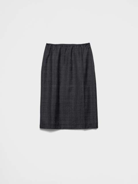 Checked wool midi-skirt