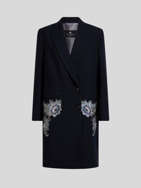 DOUBLE-BREASTED COAT WITH FLORAL EMBROIDERY