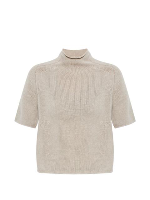 ribbed short-sleeve knitted top