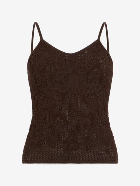 Crochet Effect Top With Spaghetti Straps
