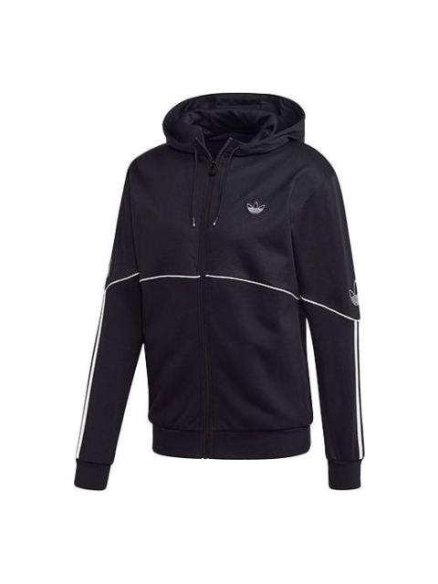 Men's adidas originals Logo Sports Hooded Jacket Black FM3871