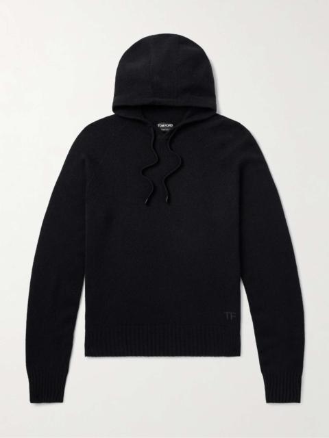 Logo-Embroidered Brushed-Cashmere Hoodie