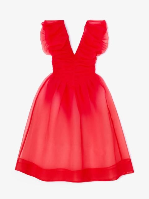 RED ORGANZA RUCHED DRESS