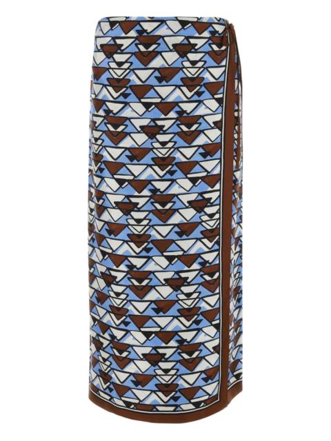 geometric-print midi skirt