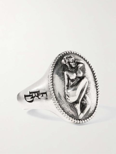 Pin Up Girl Cameo Silver Ring